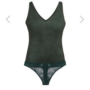 BCBGMAXAZRIA Mya Faux-Suede Bodysuit - NWOT